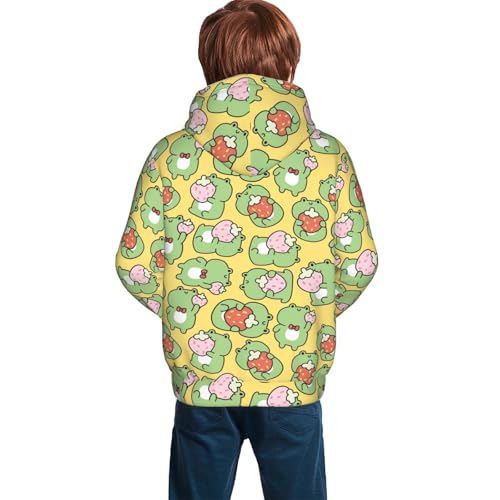 Cute frog Hold Strawberry Kid Hoodies Boys Sweatshirts Girls Pullover with Pocket4