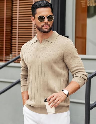 Image of NORTHWIND Men's Cotton Full Sleeve Collar Polo Sweater for Man Rib Knitted Sweaters for Men Winter Pullover Sweater for Men