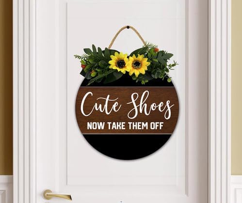 Rustic Front Door Sign - Funny No Shoes Welcome Plaque
