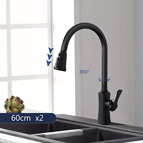 Robinet de cuisine noir avec pulvérisateur extractible pour évier moderne