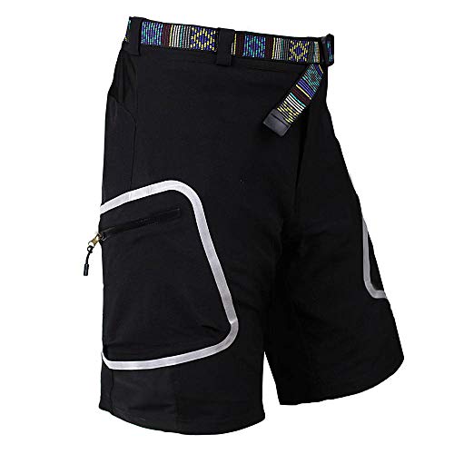 BINGFENG Herren-Radhose Baggy Mountainbike-Shorts Schnelltrocknend Loose Fit Freizeitkleidung für Outdoor-Sportarten Black-XXL Cover