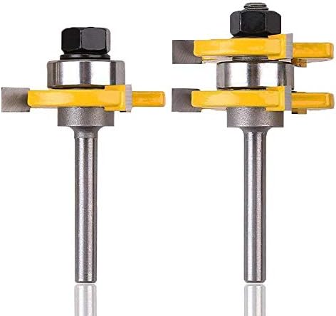 Bestgle 2 Pcs Tongue Groove Router Bits 1/4 Inch Shank T-Shape Tenon ...