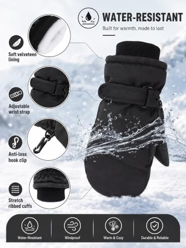 Image of Geyoga 4 Pairs Kids Mitten Waterproof Ski Gloves