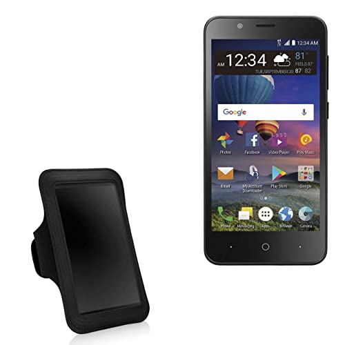 BoxWave Case Compatible with ZTE ZFive G LTE - Sports Armband, Adjustable Armband for Workout and Running for ZTE ZFive G LTE - Jet Black