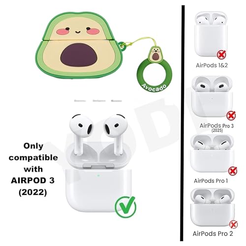 Image of YODI Case Cover for Airpods Pro|Pro 2|Airpods Pro 3|Airpods 4 Pouch, Silicone Cases with Cleaner Kit 360 Drop Protection,Shock-Resistant ((Avacado), Airpods 3 (2022))