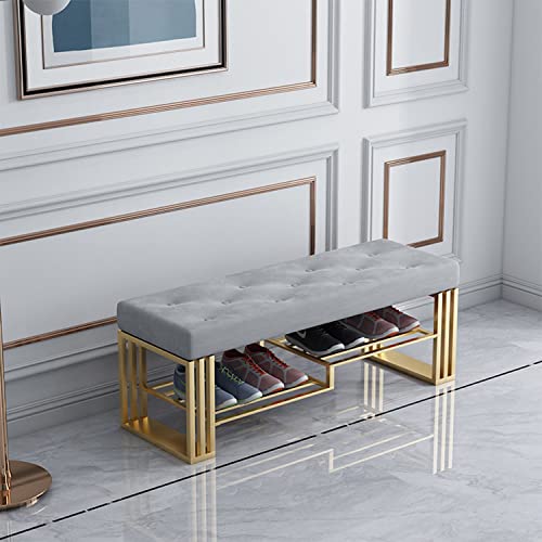 Elegante banco de almacenamiento tapizado de piel sintética para entrada, pasillo y sala de estar, asiento y patas acolchados, solución de almacenamiento perfecta para el final de la cama para