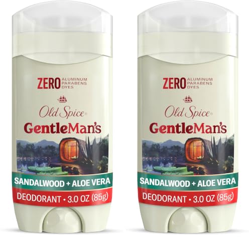 Old Spice GentleMan's Aluminum Free Dry Feel Deodorant for Men,24/7 Lasting Freshness,Gentle on Skin with Skin Conditioners,Sandlewood + Aloe Scent,3.0 oz,(Pack of 2)