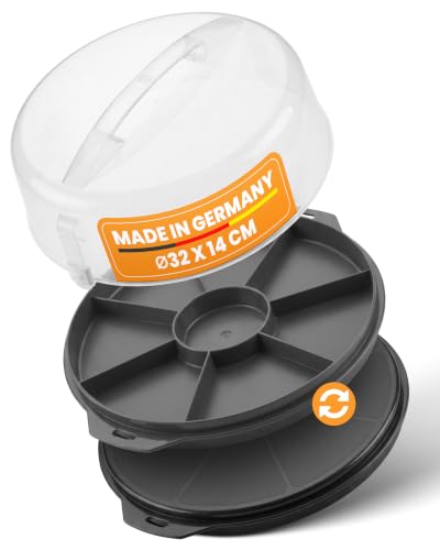 EUROHOME Tortenbehälter - Kuchentransportbox Ø32 cm aus Kunststoff mit bequemem Tragegriff - Kuchencontainer hoch 14 cm - Sicherer Deckel mit Klickverschluss - Transportbox für Kuchen und Torten