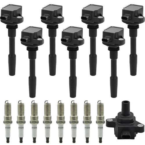 Image of Set of 8 UF835 Ignition Coil Pack with Iridium Spark Plug Compatible with 2018-2021 Ford Mustang Bullitt Mustang GT V8 5.0L Coil for JR3Z12029A DG565 5C2272