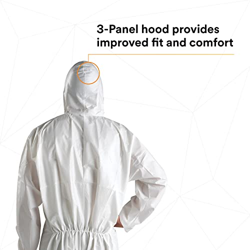 image for 3M Protective Disposable Coveralls, Bulk Pack of 25 White Coveralls, H
