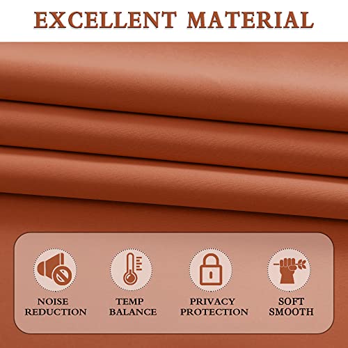 Image of DONREN Burnt Orange Ochre Blackout Curtains for Bedroom 84 Inches Long Thermal Insulated Window Curtain for Living Room, Energy Efficicent Rod Pocket Window Treatment Decorative Panel