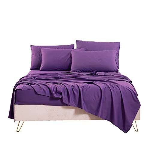 Bedlifes Queen Sheet Set- Cooling Sheets-Ultra Soft-Silky-Breathable-Deep Pocket- 1800 Series Bedding Set Microfiber- Purple Bed Sheets Queen Size 4 Pieces