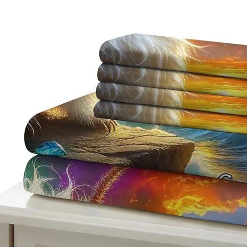 Chat blanc ensemble de lit 3D King 220x240cm en microfibre avec taie d'oreiller