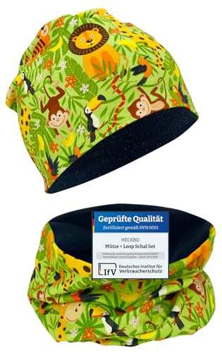 HECKBO Dschungel Beanie & Loop Loop Set - Wendbar für 2-8 Jahre - Für...