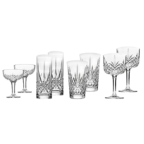 212 Main Dublin Crystal Mixology Glassware Set - Clear - 8 Piece