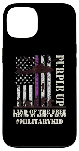Purple up for military Kids Land of the free Because of Dad Carcasa para iPhone 13