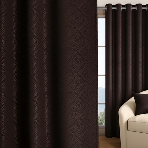 Image of Wakefit Jacquard Room Darkening Curtain | Light Blocking Upto 70% | (9 x 3.9 ft) | Door Curtain | Set of 2 | Reduces Noise | Machine Washable | Smash |Diamond Brown