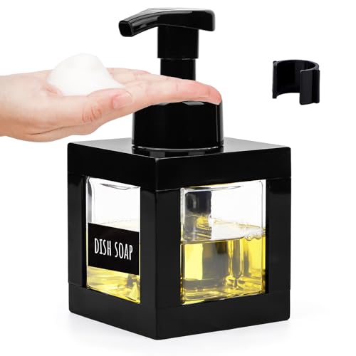 Image of Segbeauty 11.84oz Black Foaming Soap Dispenser for Bathroom, 350ml Plastic Hand Soap Foam Dispenser with Label Stickers, Dish Body Soap Shampoo Bottles Refillable with Pump for Kitchen Sink Shower