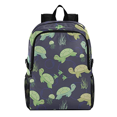 Sac à dos léger et pliable tortue de mer verte pour cartable scolaire des garçons et filles