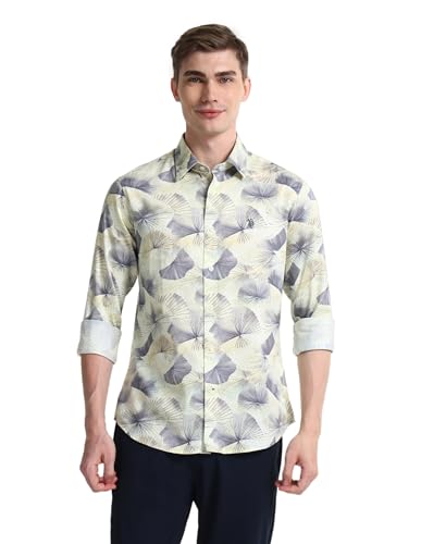 Image of U.S. Polo ASSN. Printed Regular Fit Shirt for Men - 100% Cotton, Breathable & Comfortable, Full Sleeves Casual Shirt for Men