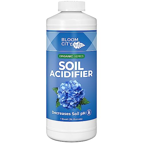 Bloom City Organic Soil Acidifier Lowers Soil pH for Blueberries Hydrangeas & Acid-Loving Plants 32 oz