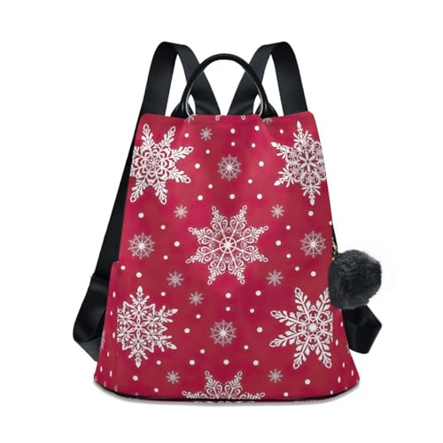 Sac à dos antivol femme à motifs flocons de neige pour voyage