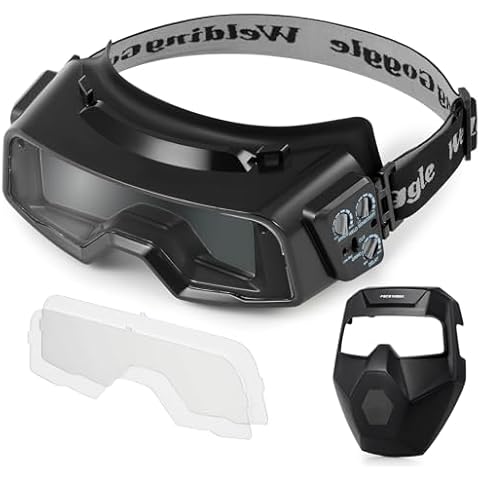CREWORKS True Color Auto Darkening Welding Goggles, Welding Glasses with 4/5-9/9-13 Shade Range, Welder Mask Helmet with 2 Arc Sensors for TIG MIG Plasma Arc Welding Cutting Grinding More Cover