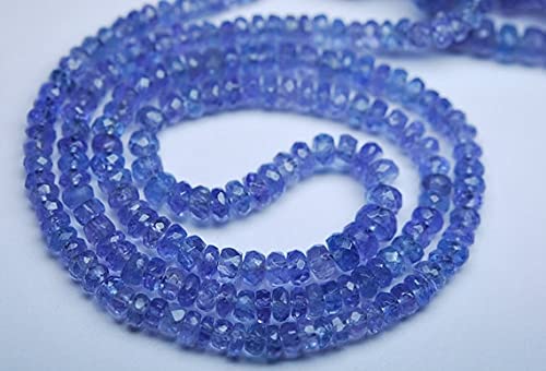Tanzanite perles en rondelles micro-facettées de 3 à 4.5mm sur fil 14"
