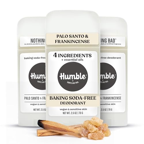 Image of Humble Aluminum-Free Deodorant, Palo Santo & Frankincense - 3 Pack | Baking Soda-Free, Clean, Fresh, Natural, Essential Oils, Sensitive Skin, Long-Lasting Odor Control, Cruelty-Free, Men & Women