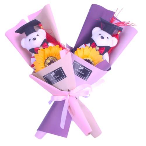 OPVXZAD 2 unidades ramo de urso de graduação, ramo de presente de graduação favorável da festa de boneca de urso estatueta banquete