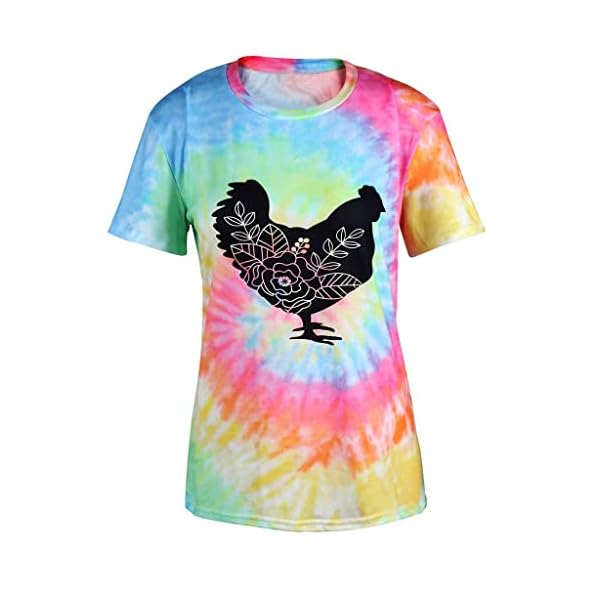 Women Casual Short Sleeve Tie-dye Printed O-Neck Tops Summer Loose Comfy Outgoing Thin T-Shirt Blouse