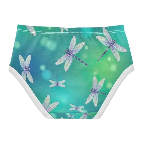 Toddler Girl Panties, Dragonflies Teal Green Gradient Girls Cotton Underwear, 2–8 Years2