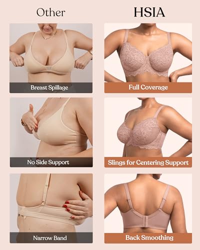 Image of HSIA Minimizer Bra for Women - Plus Size Full Coverage Lace Bra with Underwire, Non Padded