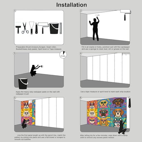 Papier peint panoramique pour salon grand format motif chiens 3D - 8