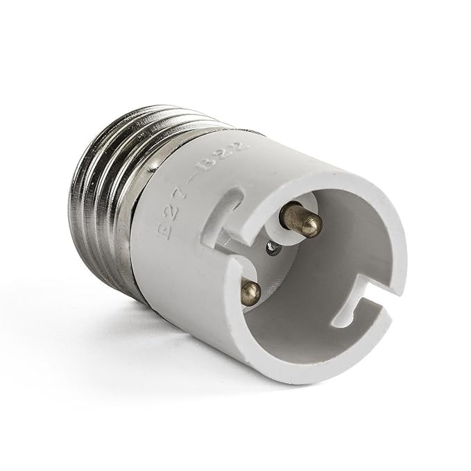 Image of GreyWings E27 to B22 Converter Adapter for LED & CFL Bulbs, White Plastic Lamp Holder Base, Screw to Pin Converter, Pack of 4
