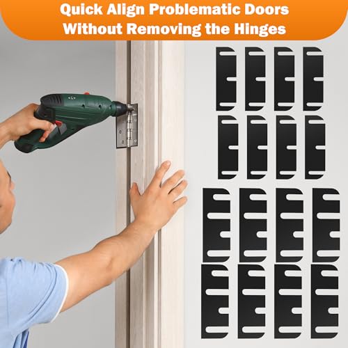 Image of 16 Pack Door Hinge Shims for Door Hinge Repair Kit, COITEK 8 Pcs 3.5 Inch & 8 Pcs 4 Inch Plastic Shims Stock for Doors, Cabinets Hinge Repair, 0.04 Inch Thickness (Black)