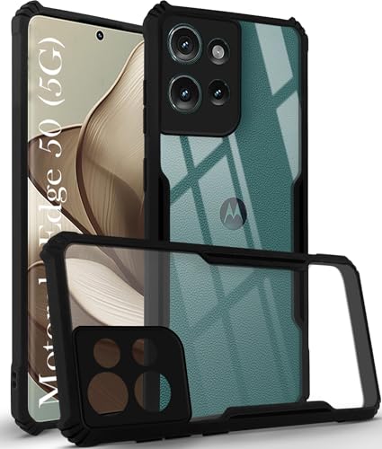 Image of Jkobi Back Cover Case for Motorola Moto Edge 50 (Shockproof with Polycarbonate Clear Panel | Professional Black)