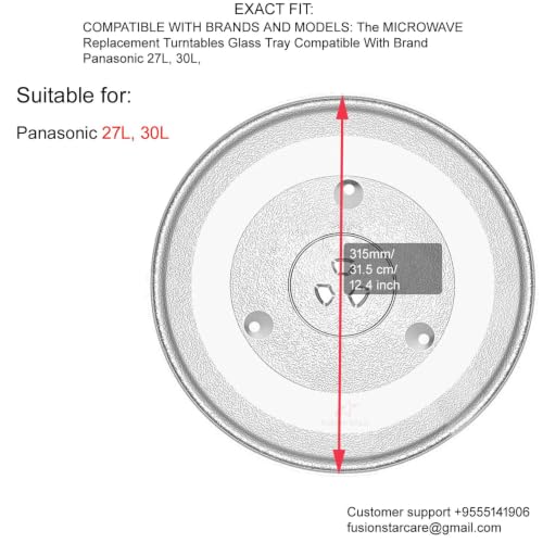 Image of FUSION STAR Turntable Suitable for Panasonic 27L to 30L, Models Microwave Oven Glass Plate (Size 12.4 inch /315 mm)