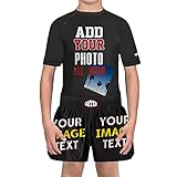 O2TEE Youth Compression Rash Guards Shorts Set for Outdoor Surfing Swim Water Sports, XL (Age 9) Black