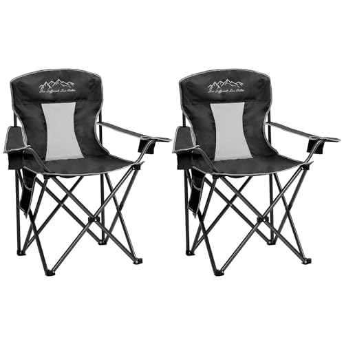 Oversized Portable Outdoor Chairs, Weight Capacity 325 lbs with Cup Holder, Storage Pocket, Carry Bag Black