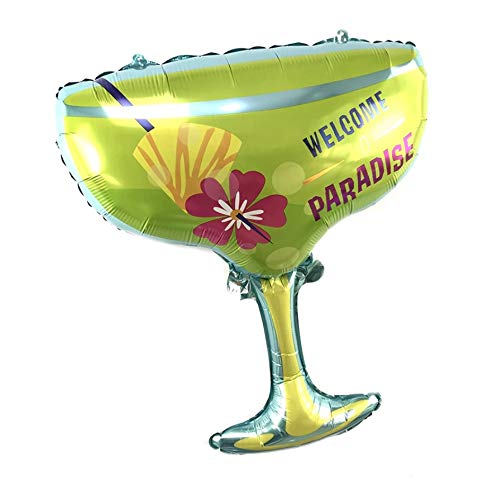 Image of Atpata Funky Welcome to Paradise Lime Green Martini Glass Foil Balloon | Tropical Cocktail Party Decoration for Luau, Beach Theme, Pool Party, Bachelorette, Summer Events
