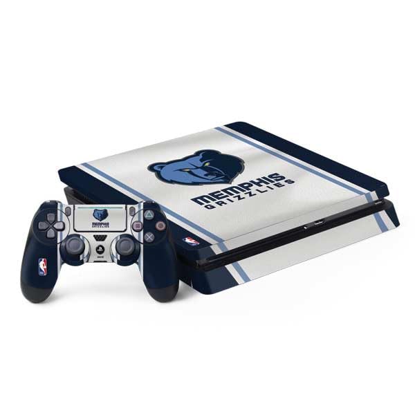 Skinit Decal Gaming Skin Compatible with PS4 Slim Bundle - Officially Licensed NBA Memphis Grizzlies Home Jersey Design