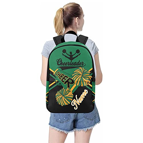 zaaprintblanket Personalized Cheerleader Cheer Black Green Backpack Casual Daypack Bag for Man Woman3