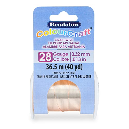 Fil Beadalon ColourCraft Wire TR 28ga RoseGld 40yd souple or rose anti-ternissement