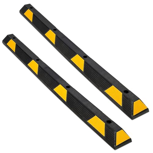 GarveeTech 2 Pack 72" Heavy Duty Rubber Parking Curb, Garage Floor Wheel Stopper,55000 LBS Capacity Parking Stopper for Garage with Reflective Stripes