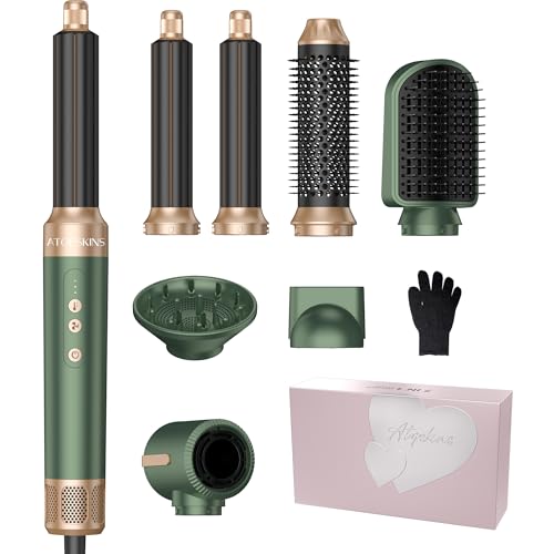 Atopskins 7 in 1 Hair Multi-Styler and Blow Dryer Brush Set 110 000 RPM High Speed Hair Dryer with Auto-Wrap Curler Straightener & Diffuser Negative Ion Blowout Styling Tools for All Hair Types