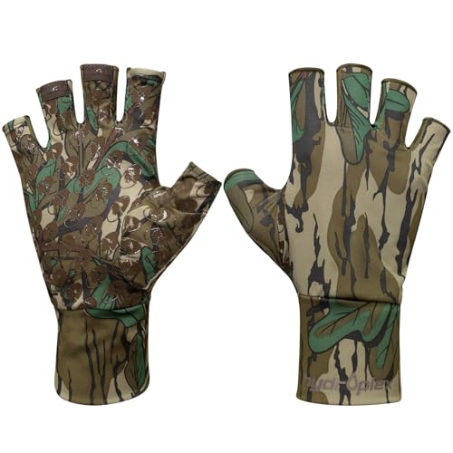 Mossy Oak Fingerless Camo Hunting Gloves | Lightweight & Breathable Stretch Material with Textured Palm Grip | Turkey Hunting & Bow Hunting Gloves for Men & Women