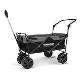 WonderFold Pull & Push Collapsible Utility Folding Wagon with All Terrain Wide Tire (Black/Gray)