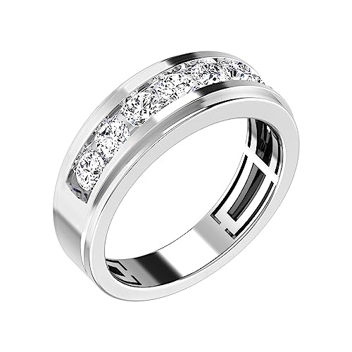 ALESSANDRA BETTINI® Engagement Band Ring, 1.25Ct Round Shape SI2/G-H Lab Grown Band, Men Wedding Diamond Band In 14K Or 10K White Gold2