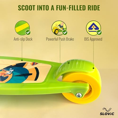 Image of Slovic Kick Scooter for Kids 3+ Years with Adjustable Handle Height | 3 Wheels Kids Scooter Toys | Foldable Kick Skating Cycle | Scooter Birthday Gift for Kids | 50 KG Weight Capacity | BIS Approved